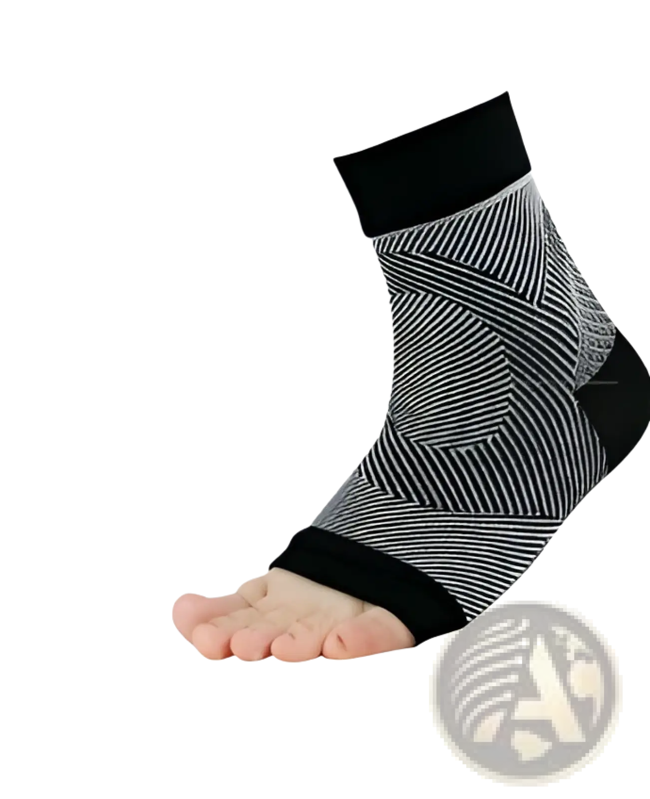 Athletic ankle compression sleeve support socks in black and gray geometric pattern with reinforced elastic cuffs