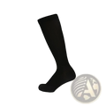 Black athletic compression knee high sock with smooth seamless knit texture for enhanced support and comfort