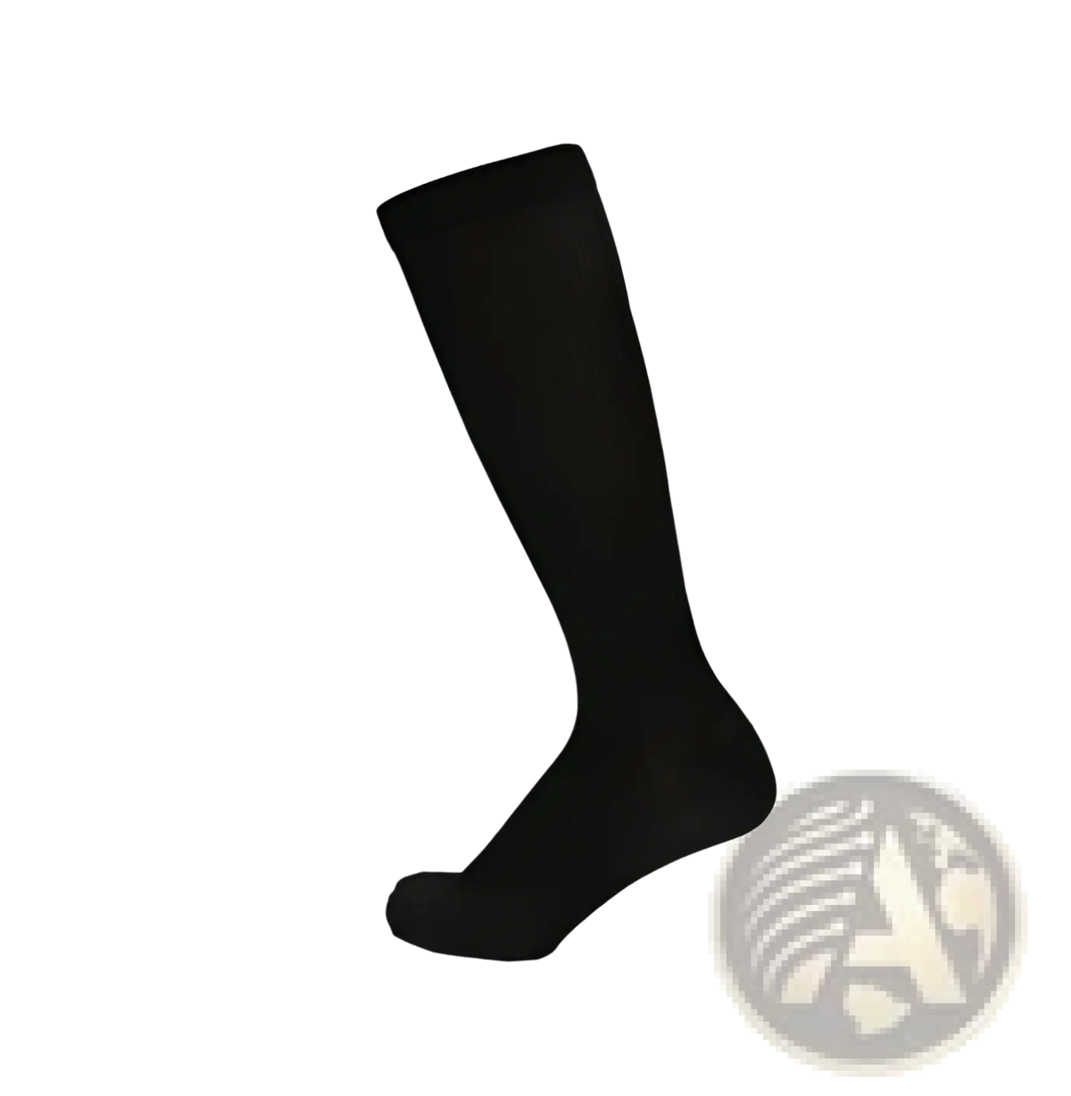Black knee-high athletic compression socks with a smooth seamless design for enhanced performance and support