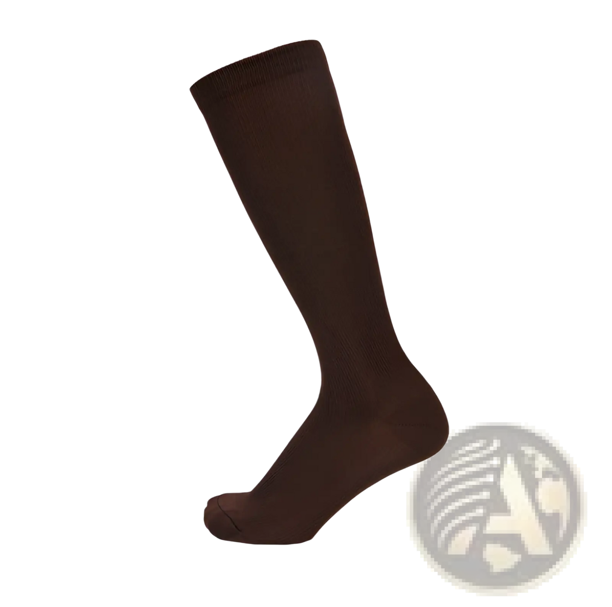 Athletic compression knee high socks in brown with ribbed texture designed for enhanced support and comfort