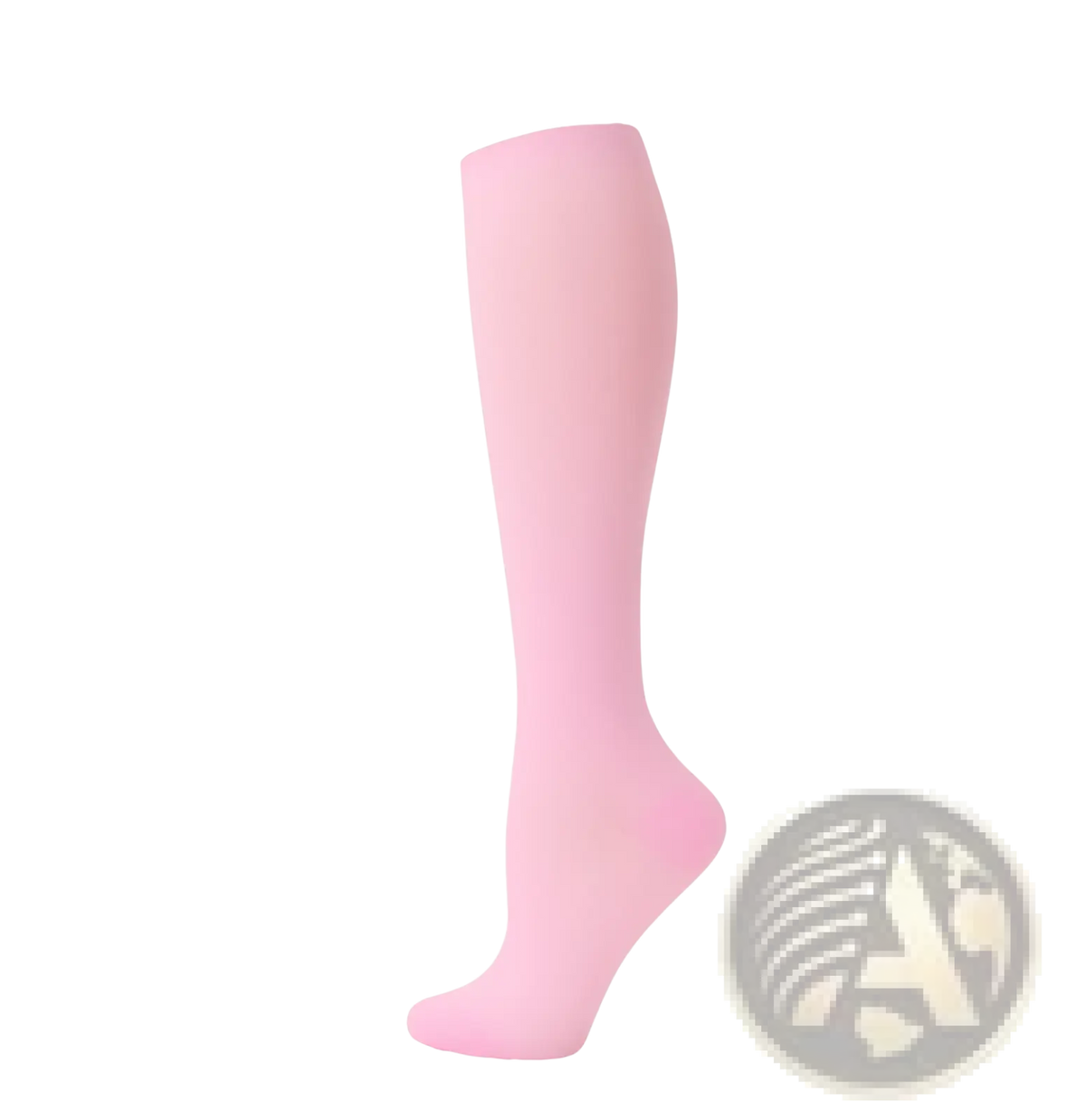 Athletic compression knee high socks in pink with smooth seamless fabric and subtle ribbed texture