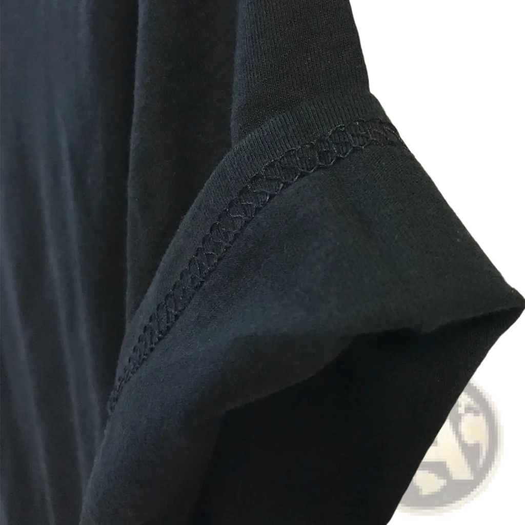 Black ribbed knit sleeve with decorative zigzag stitching on cuff of attack on titan Levi Ackerman men graphic t shirt