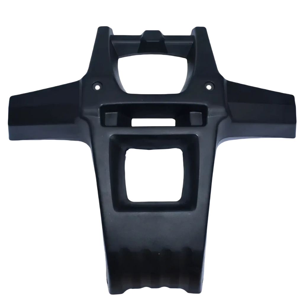 Black plastic atv front bumper guard rear fender mount with integrated handlebar support and textured grip area