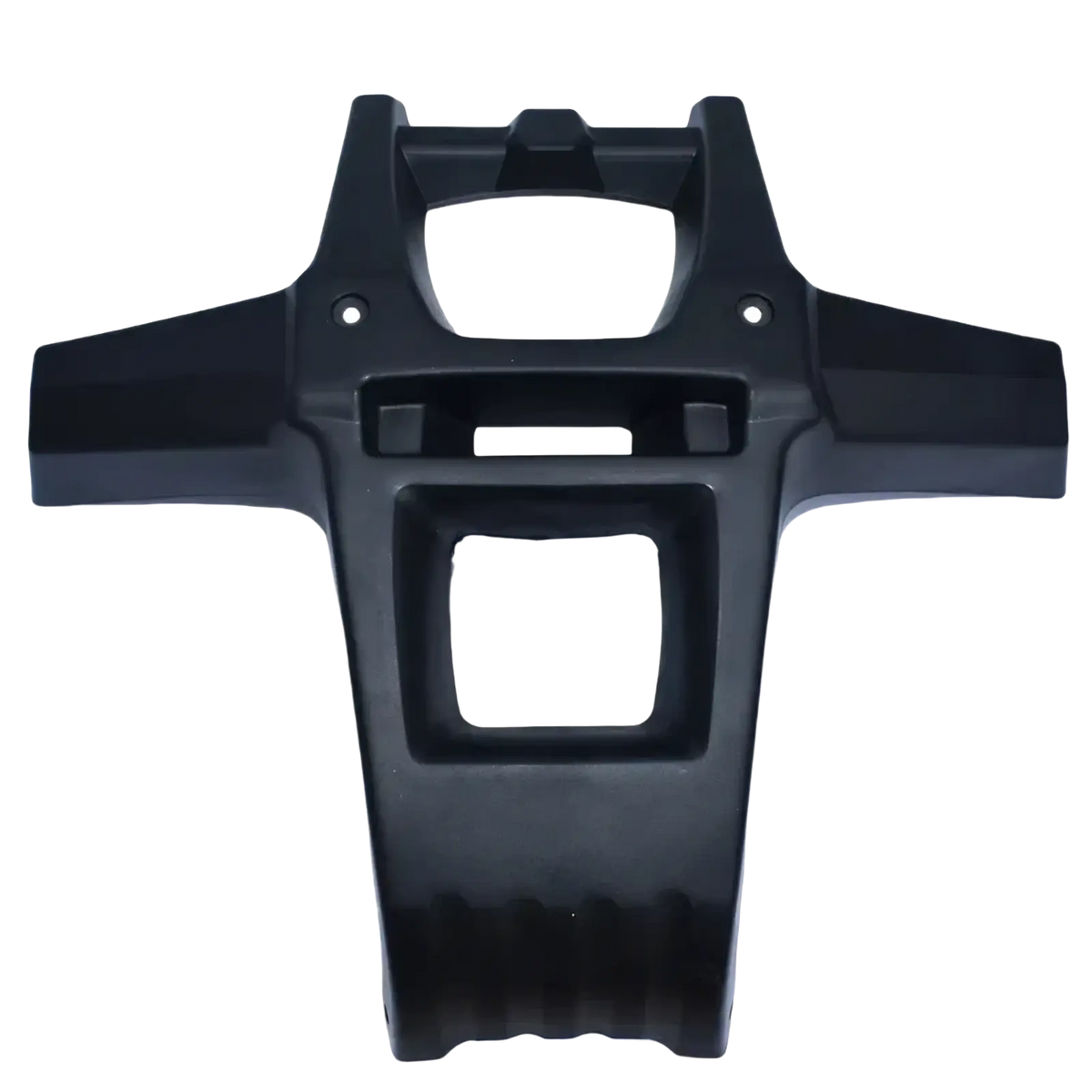 Black plastic atv front bumper guard rear fender mount with integrated handlebar support and textured grip area