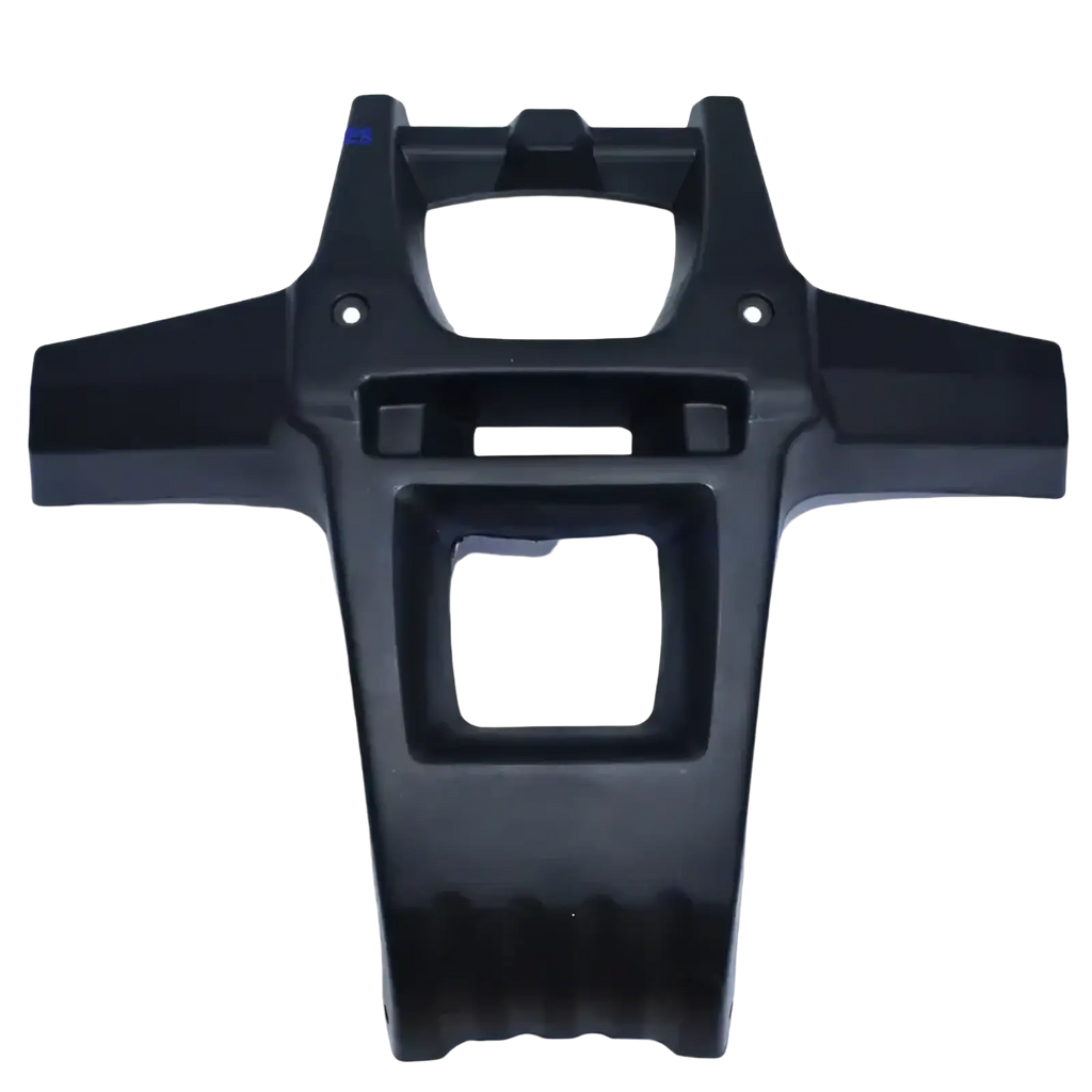 Black plastic atv front bumper protection frame shell with textured ribbed lower grip and molded mounting cutouts