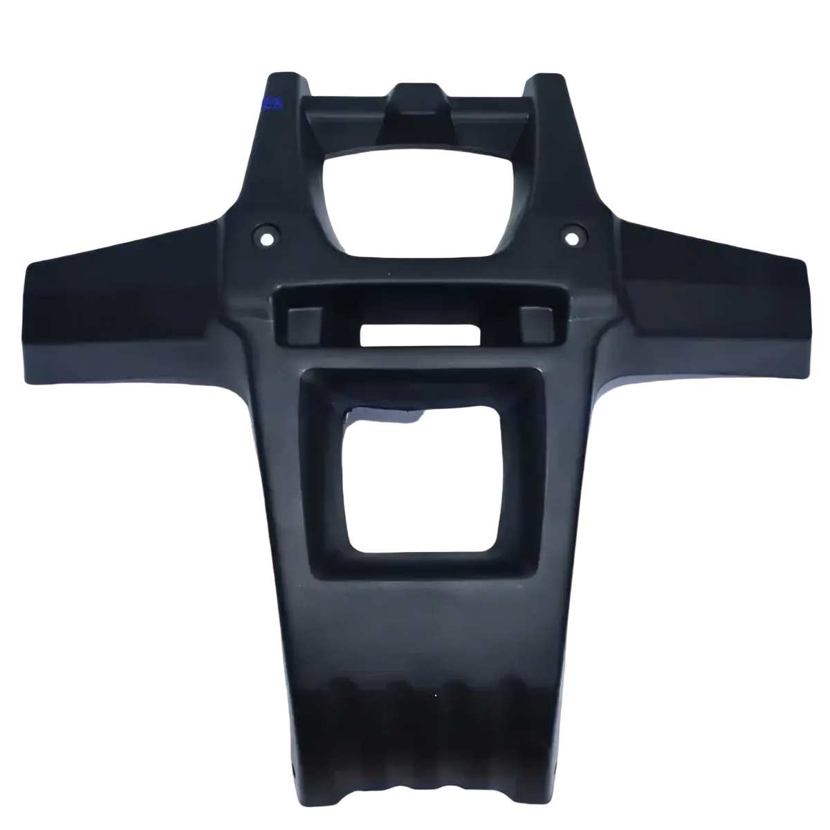 Black plastic atv front bumper protection frame shell with textured ribbed lower grip and molded mounting cutouts