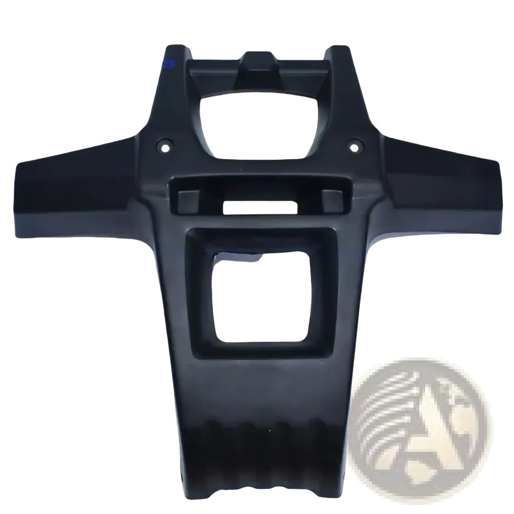 Black plastic atv front bumper protection frame shell with textured ribbed lower grip and molded mounting cutouts