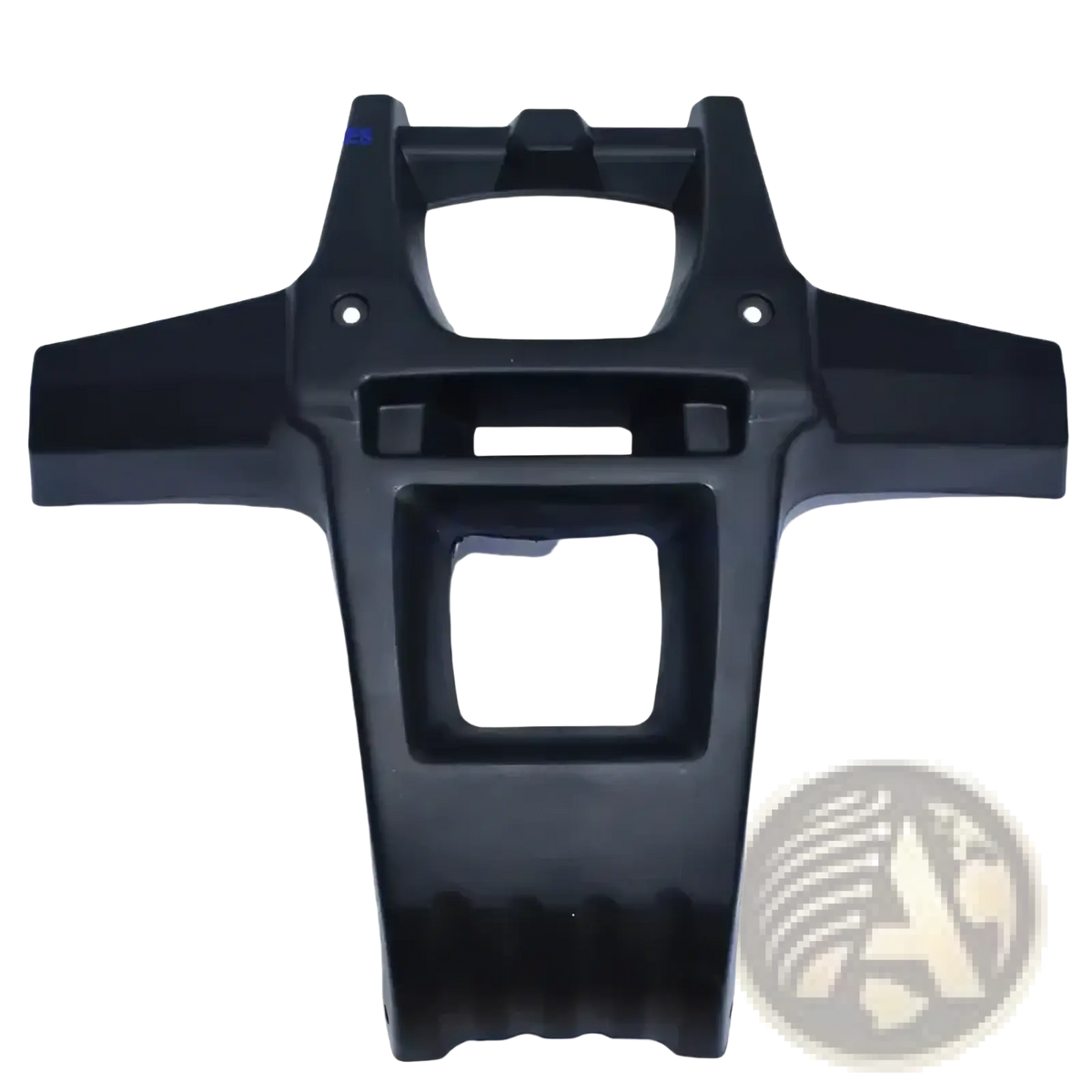 Black plastic atv front bumper protection frame shell with textured ribbed lower grip and molded mounting cutouts