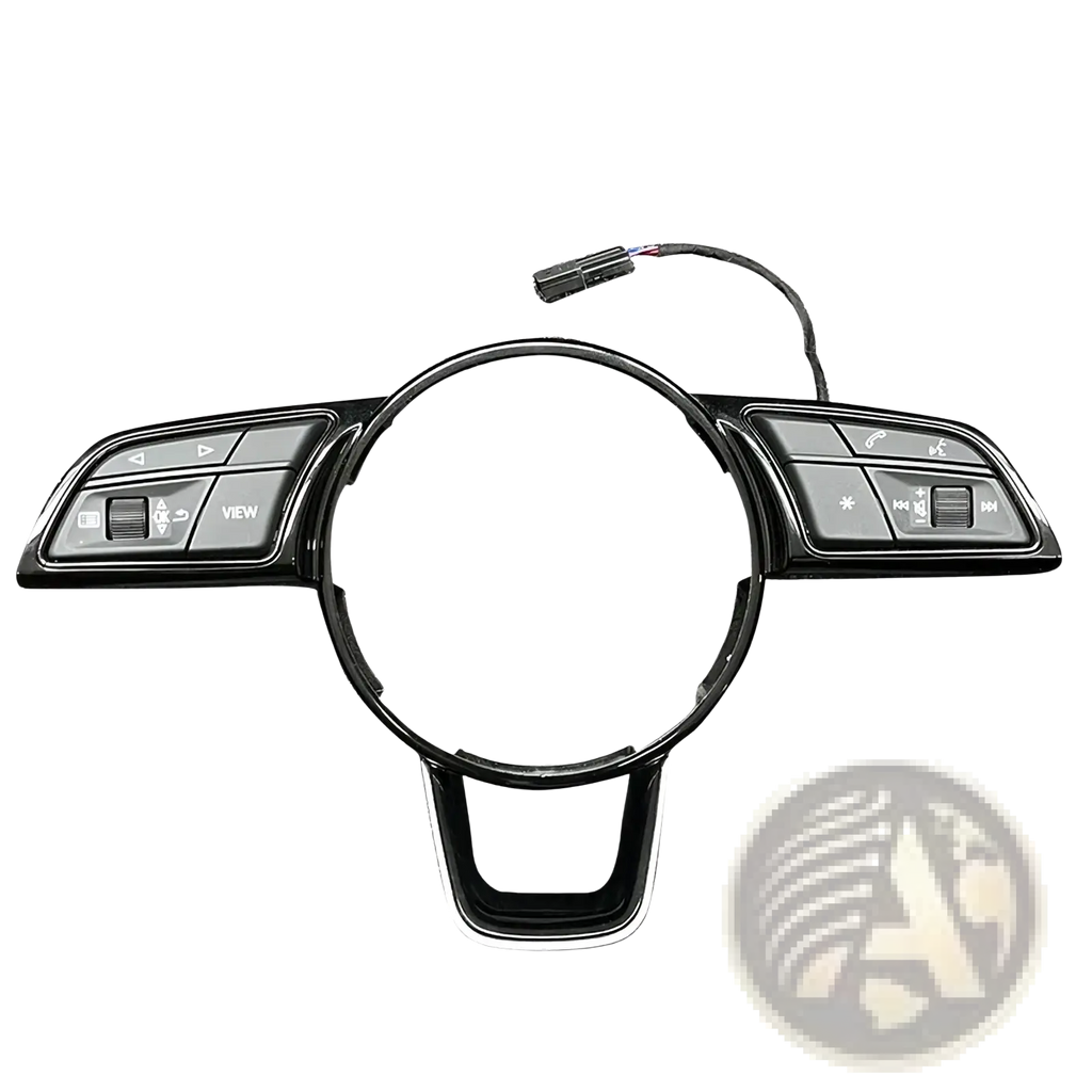 Black plastic steering wheel control module with integrated buttons for audio and cruise control in Audi A4 B9 A3 8y