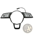 Black plastic steering wheel control module with integrated buttons for audio and cruise control in Audi A4 B9 A3 8y
