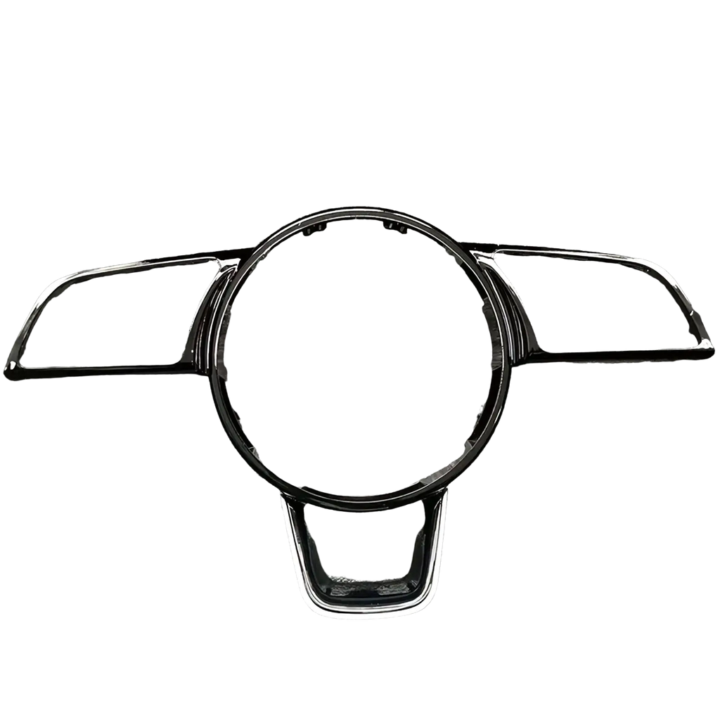 Black and chrome steering wheel trim with sleek modern design for Audi A4 B9 A3 8y steering wheel control module