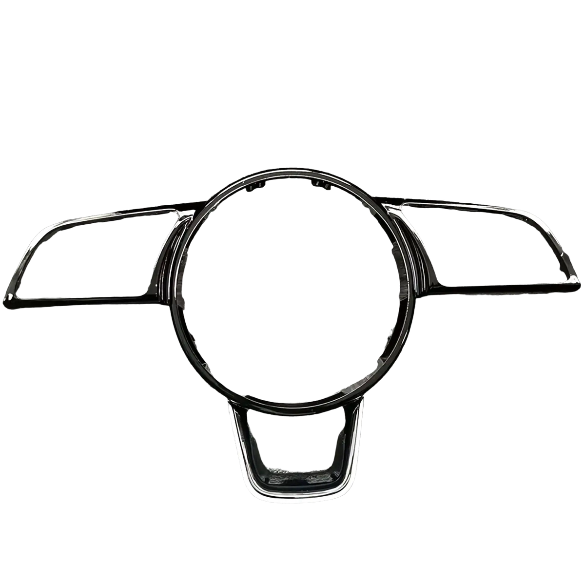 Black and chrome steering wheel trim with sleek modern design for Audi A4 B9 A3 8y steering wheel control module