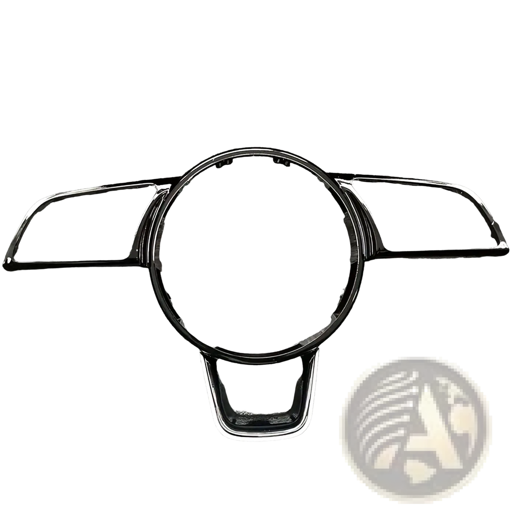 Black and chrome steering wheel trim with sleek modern design for Audi A4 B9 A3 8y steering wheel control module