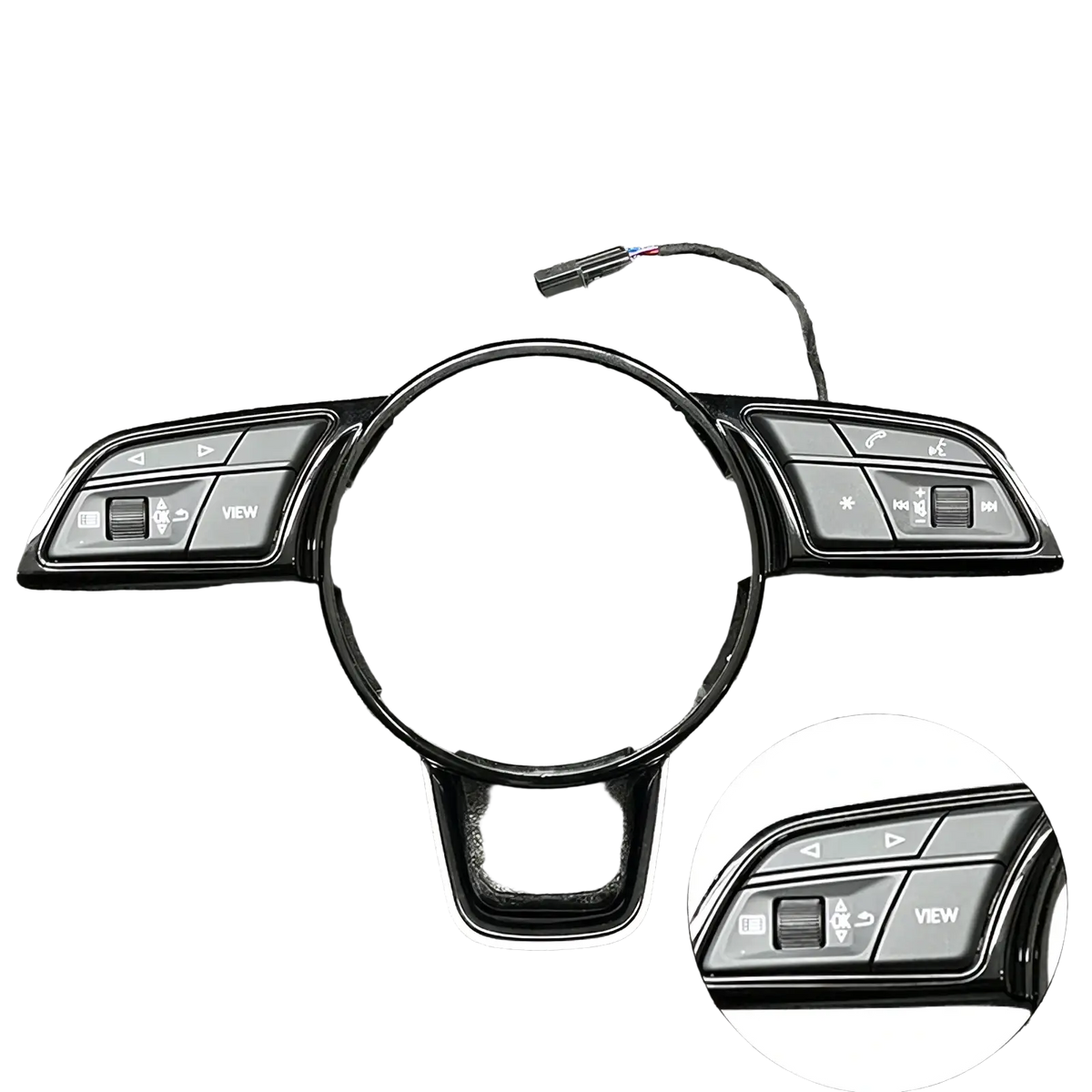 Black gripx steering wheel control module with glossy finish and silver trim for Audi A4 B9 A3 8Y models