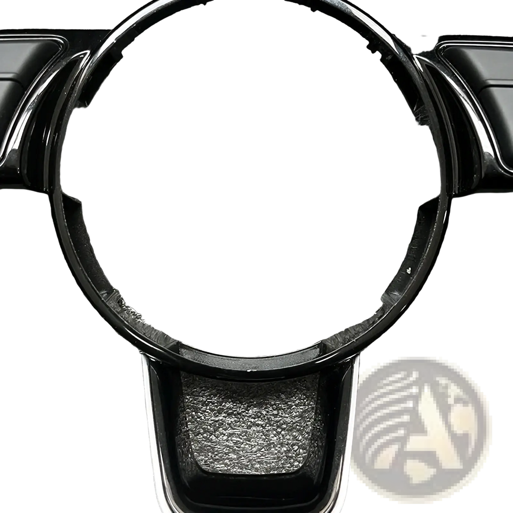 Black plastic steering wheel hub with a textured matte finish and integrated spoke design for Audi A4 B9 A3 8y control module