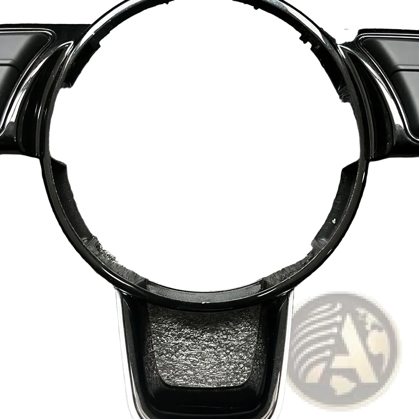 Black plastic steering wheel hub with a textured matte finish and integrated spoke design for Audi A4 B9 A3 8y control module