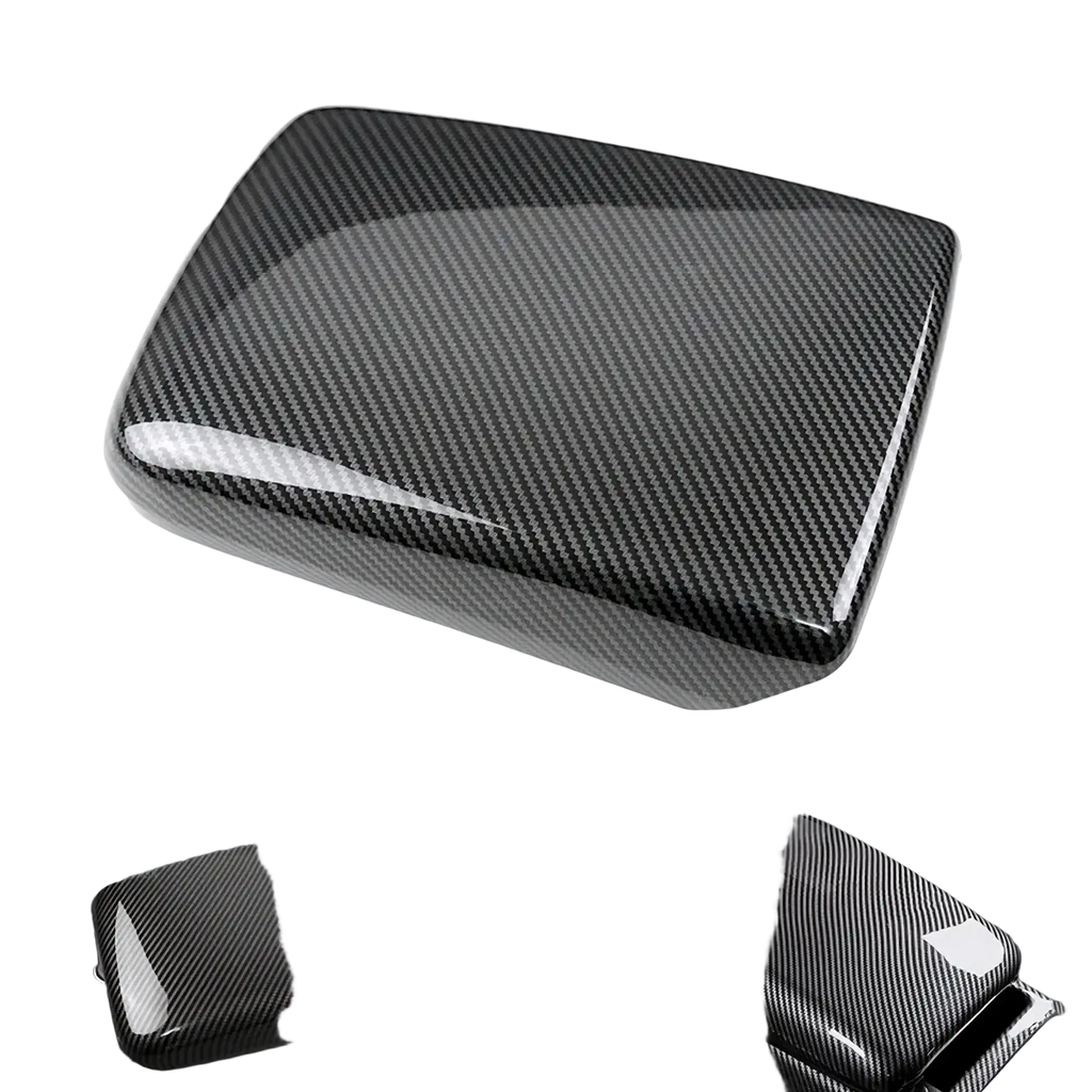 Black carbon fiber textured center console armrest cover for audi a4 b9 a5 enhancing interior style and protection
