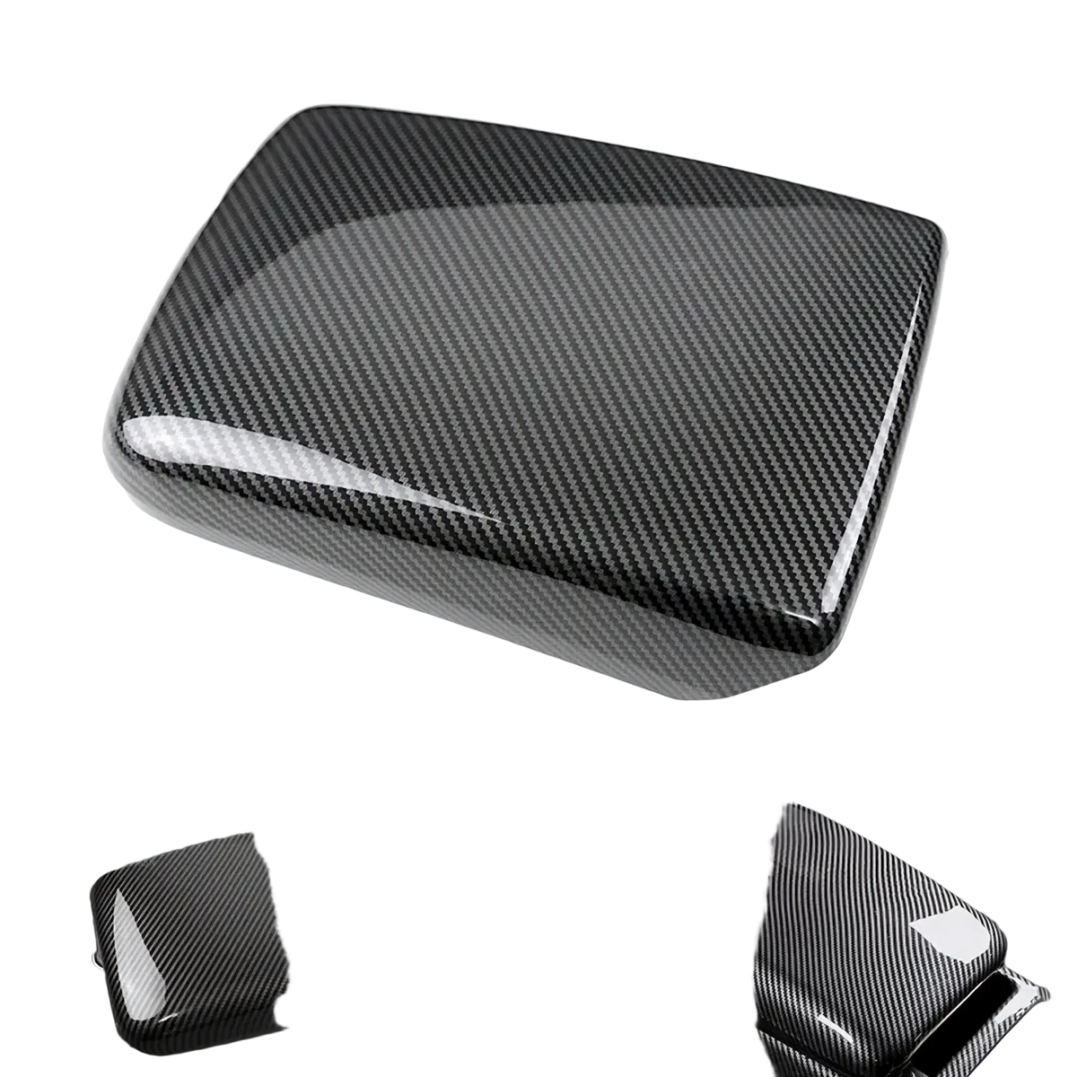 Black carbon fiber textured center console armrest cover for audi a4 b9 a5 enhancing interior style and protection