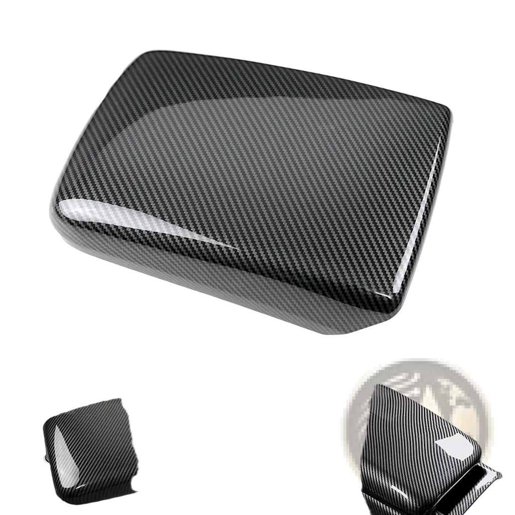 Black carbon fiber textured center console armrest cover for audi a4 b9 a5 enhancing interior style and protection