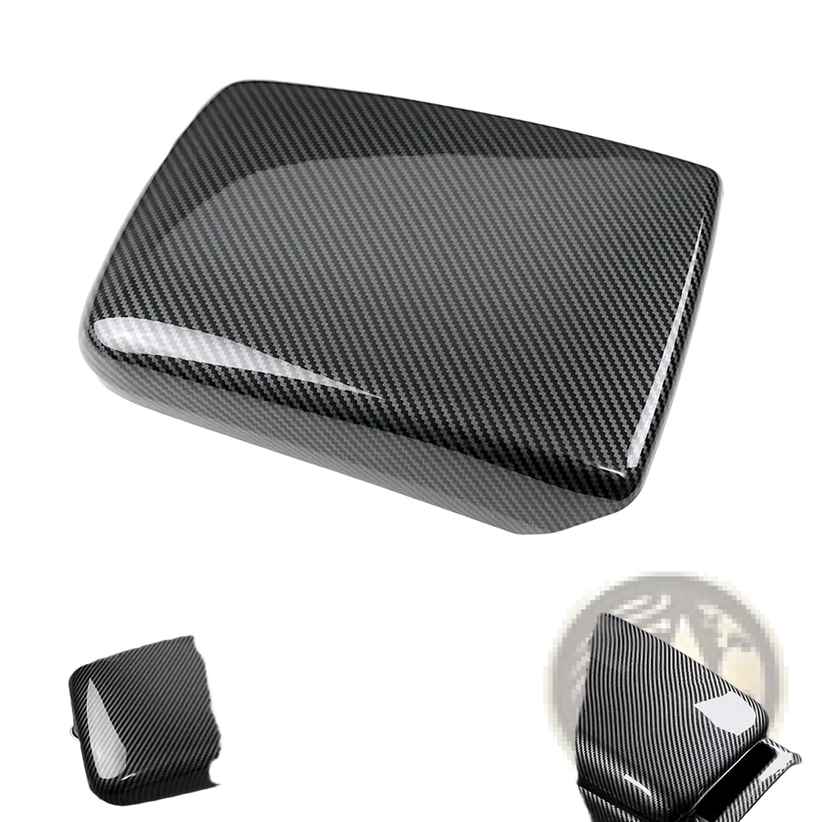 Black carbon fiber textured center console armrest cover for audi a4 b9 a5 enhancing interior style and protection