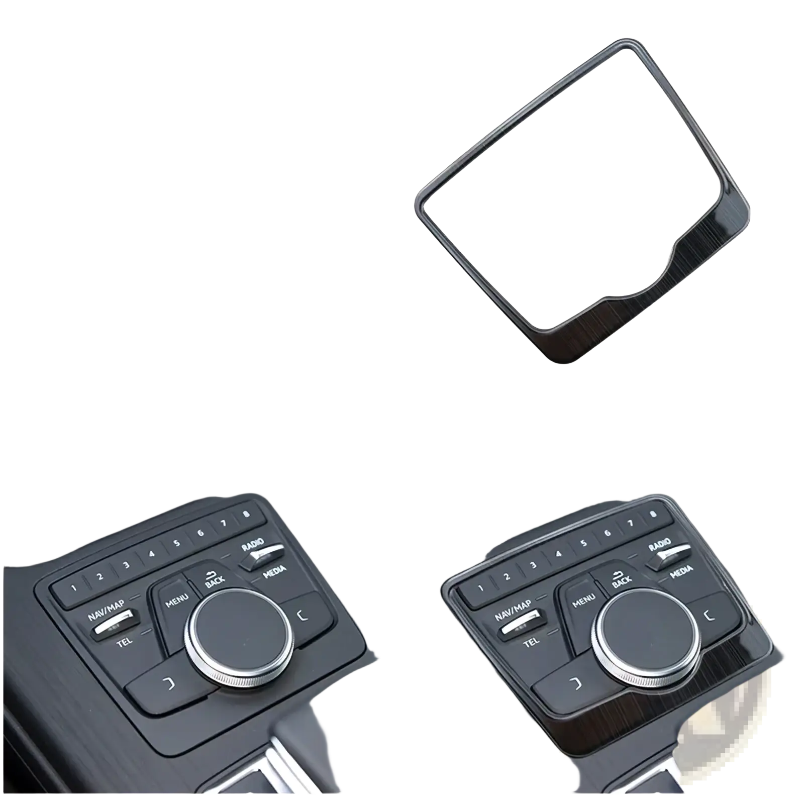 Black carbon fiber finish multimedia button frame sticker for audi a4 b9 a5 gear panel cup holder trim