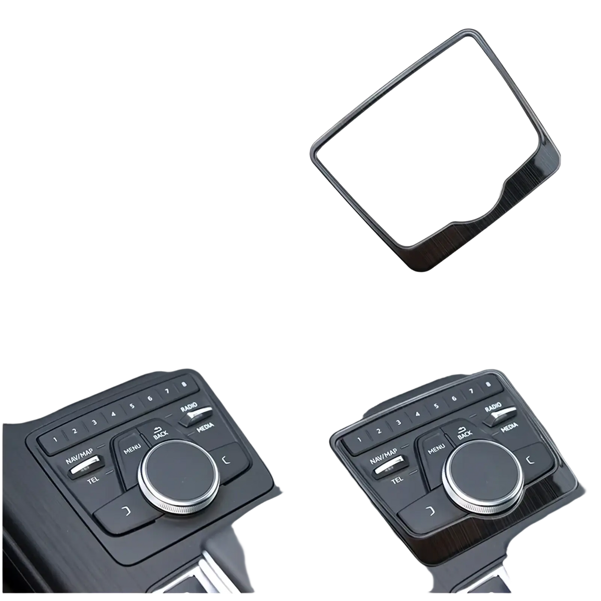 Black carbon fiber finish multimedia button frame sticker for audi a4 b9 a5 gear panel cup holder trim