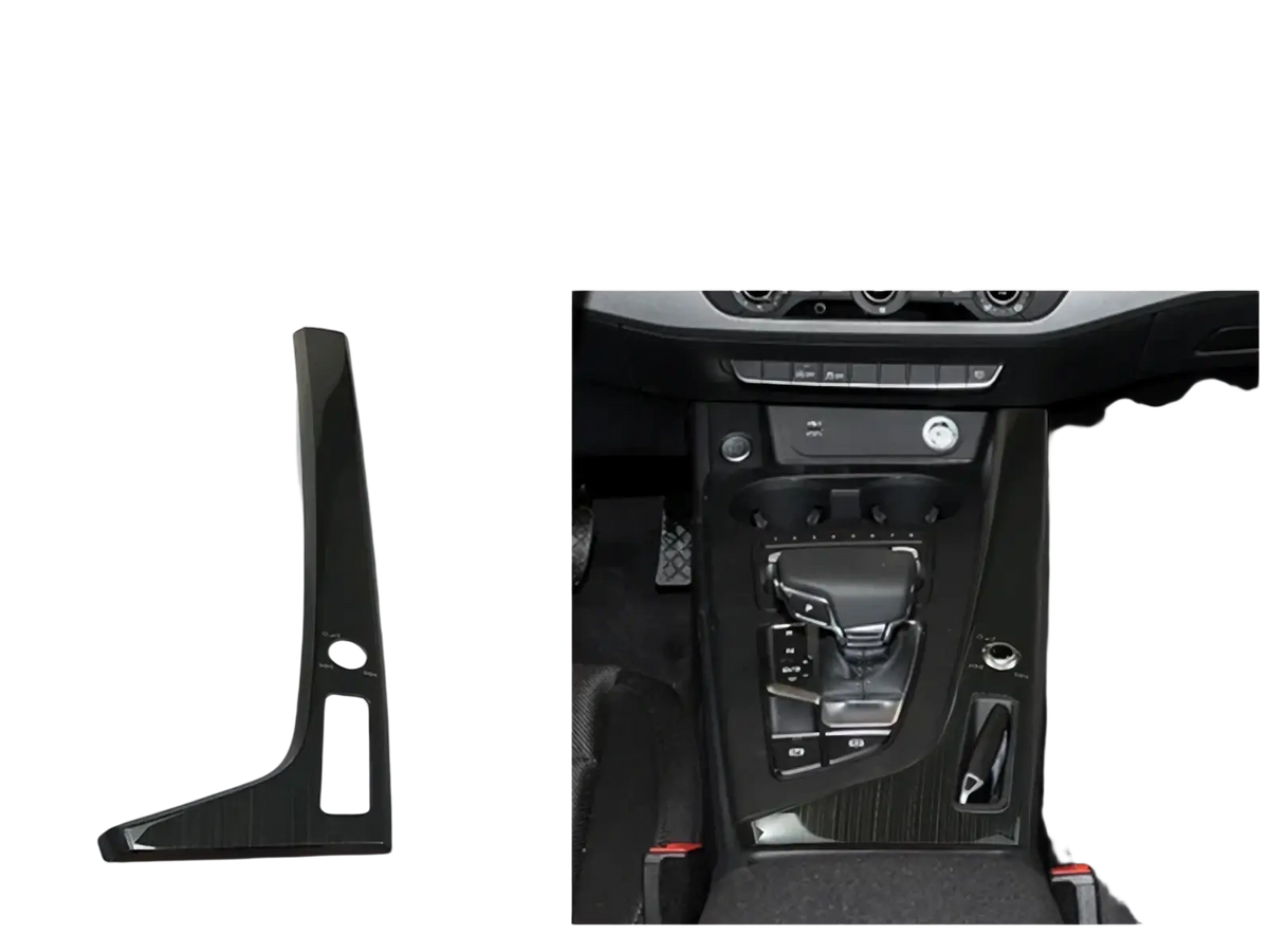Black glossy carbon fiber finish audi a4 b9 a5 gear panel cup holder trim side panel for car control gear shift