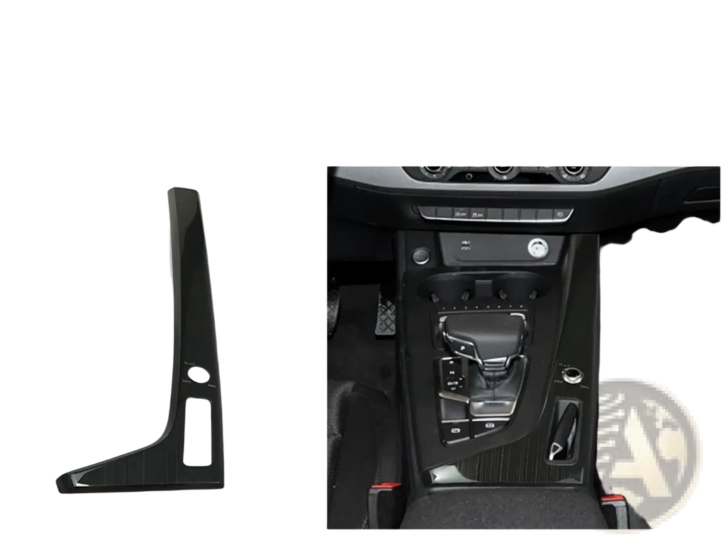 Black glossy carbon fiber finish audi a4 b9 a5 gear panel cup holder trim side panel for car control gear shift