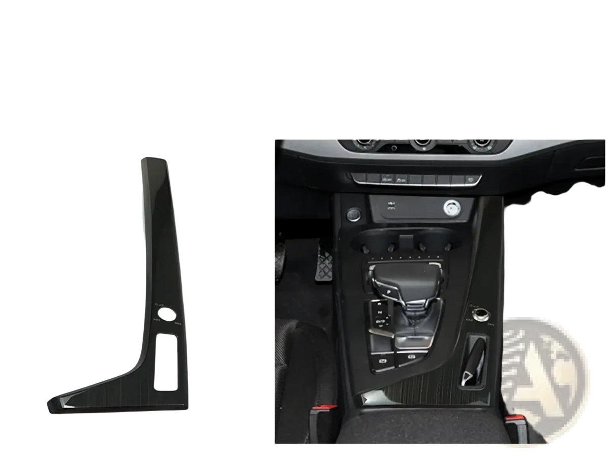 Black glossy carbon fiber finish audi a4 b9 a5 gear panel cup holder trim side panel for car control gear shift