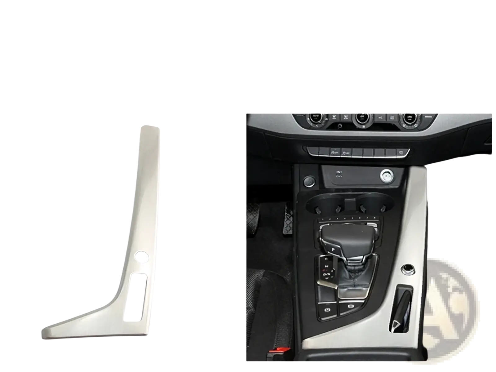 Silver metallic control gear shift side panel for audi a4 b9 a5 gear panel cup holder trim product