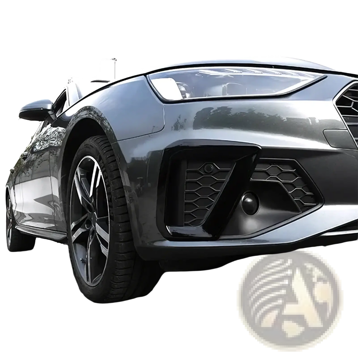 Audi a4 b9 fog lamp cover 2020 2024 black matte front bumper accent with honeycomb mesh design