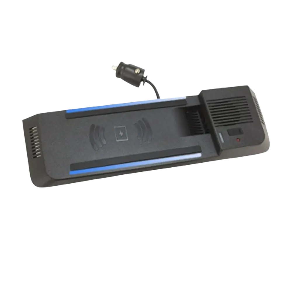 Black audi a4 q5 wireless car charger mount with blue led lighting and 15w wireless charging pad
