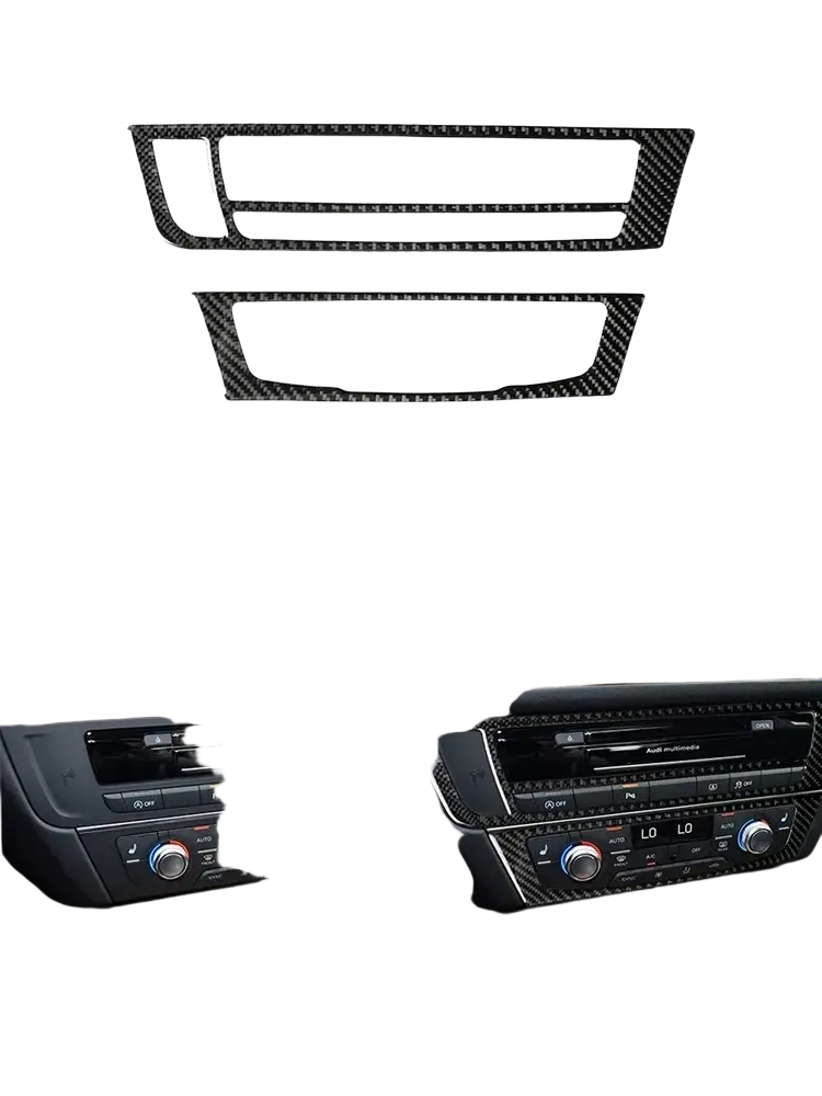 Black carbon fiber trim pieces for audi a6 a7 dashboard styling 2012 2018 ac panel sticker set