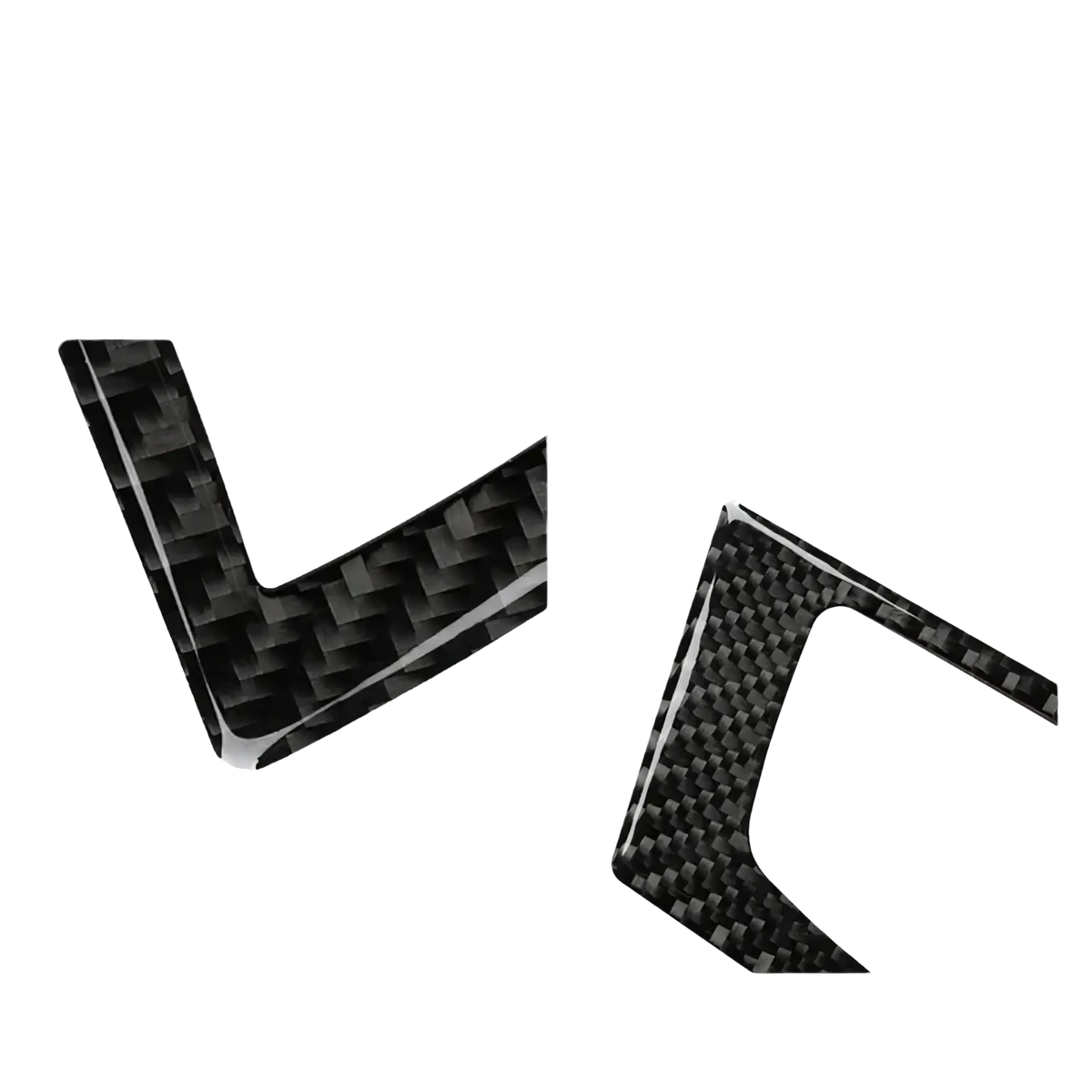 Black carbon fiber textured trim piece with glossy finish and precise l shaped cutouts for audi a6 a7 ac panel sticker 2012 2018