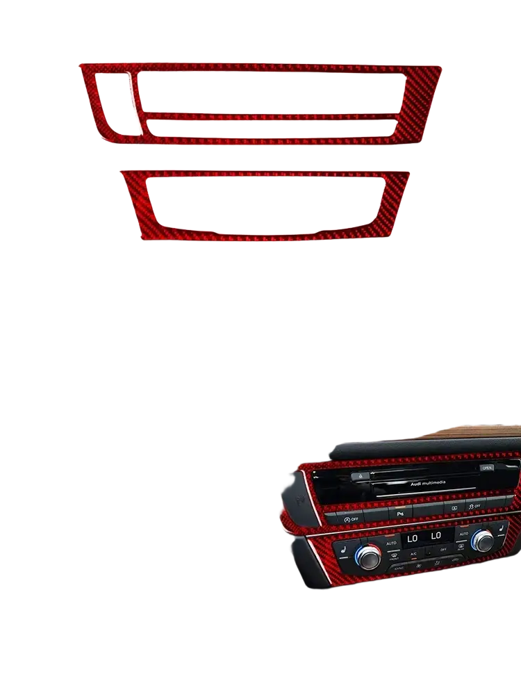 Red carbon fiber textured trim pieces for audi a6 a7 dashboard ac panel sticker 2012 2018 model years