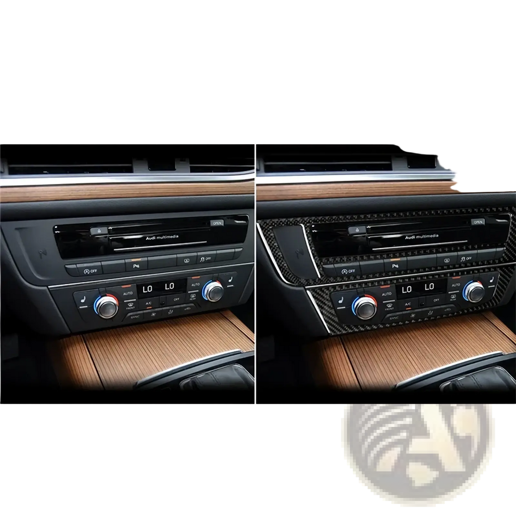 Carbon fiber trim panel sticker in black for audi a6 a7 2012 to 2018 multimedia center dashboard