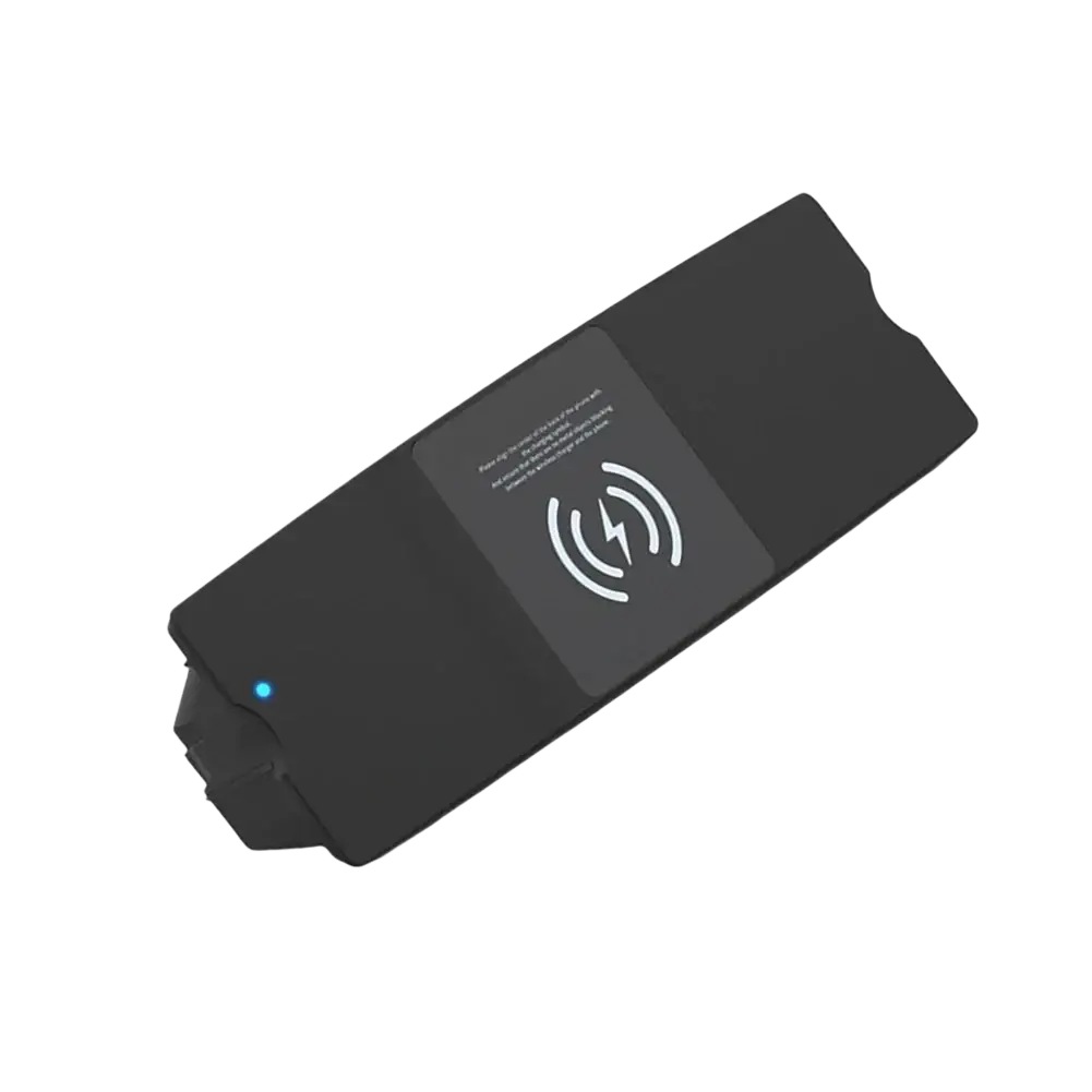 Black audi a6 a7 wireless car charger 15w fast pad with sleek rectangular design and subtle blue indicator light