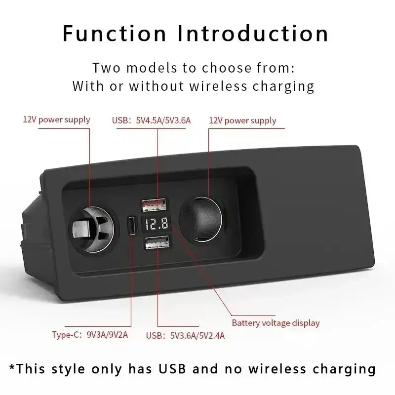Black plastic car charger pad with multiple usb ports and 12v power supply for audi a6 c7 rs6 s7 wireless car charger