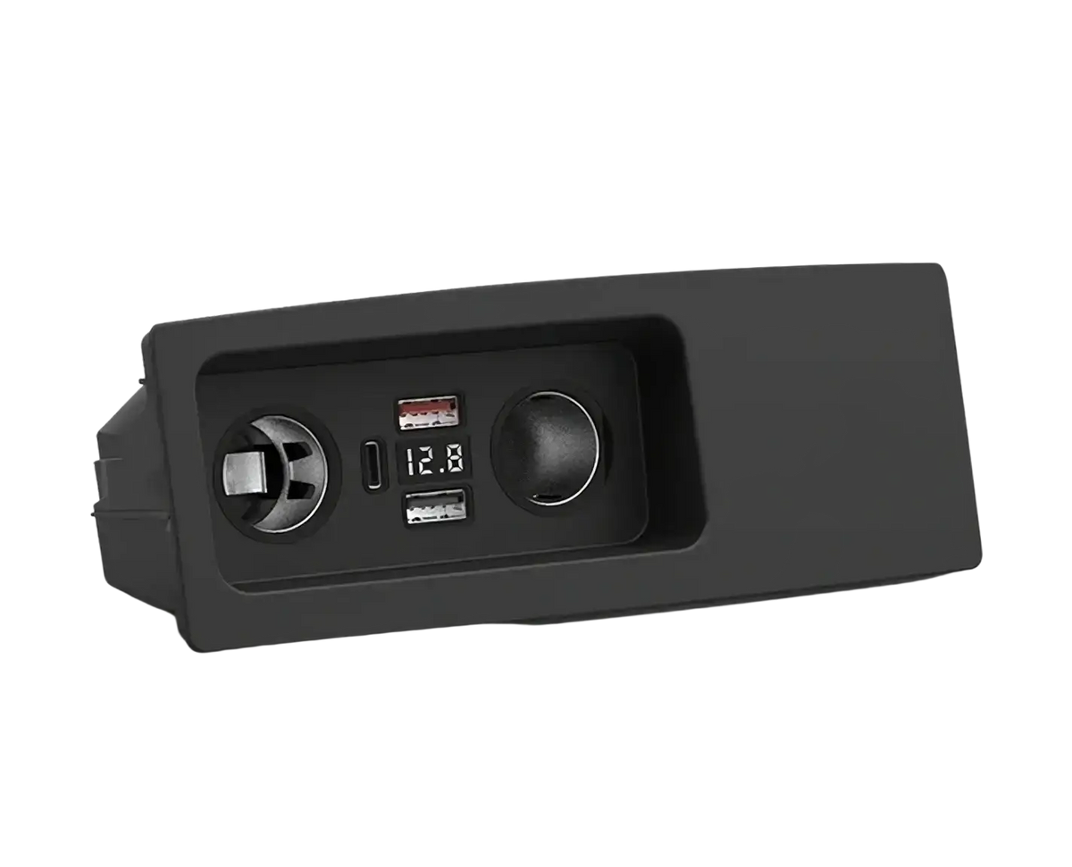 Black rectangular car charger pad with integrated usb ports and digital display for audi a6 c7 rs6 s7 wireless car charger