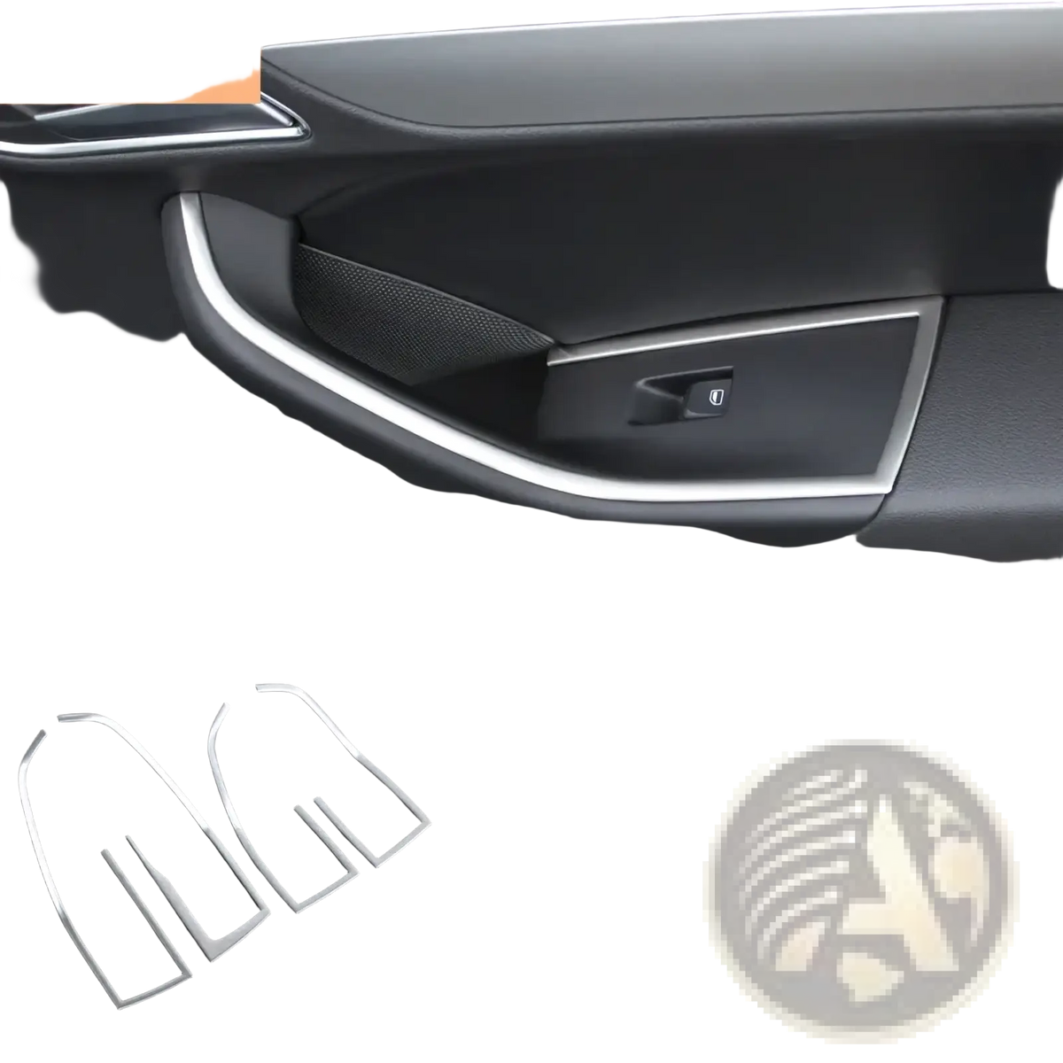 Silver metallic door armrest panel trim for audi q3 2012-2016 interior trim decoration set shown from back side