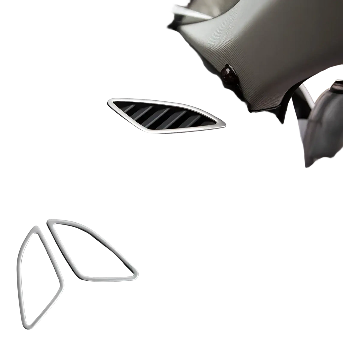 Silver air vents frame with metallic finish and oval design for audi q3 2012-2016 interior trim decoration set