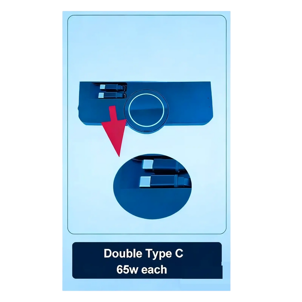 Blue audi q5 a4l magnetic wireless charger with double type-c usb charging station and two 65w power outputs