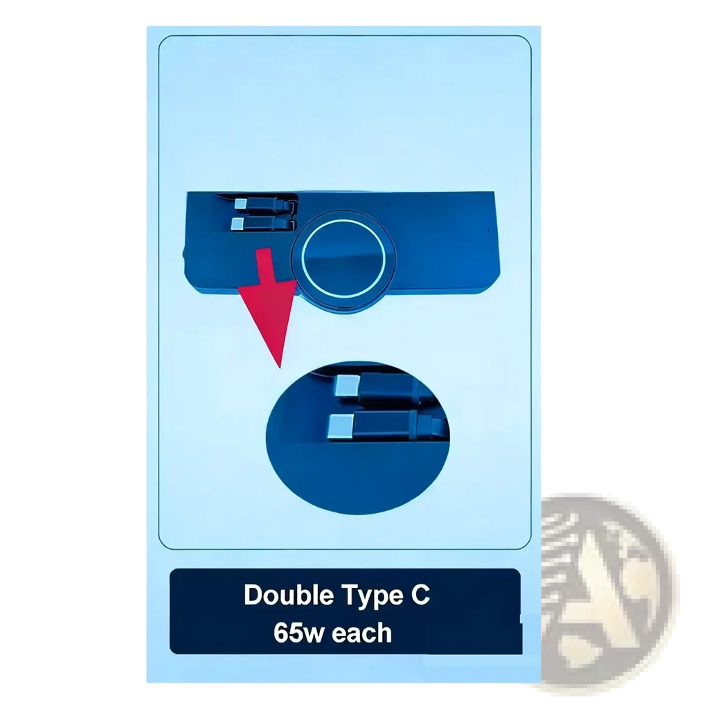 Blue audi q5 a4l magnetic wireless charger with double type-c usb charging station and two 65w power outputs