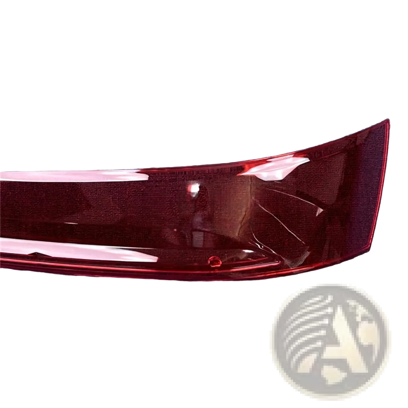 Glossy curved red plastic audi q7 2020-2024 tail light shell replacement cover with smooth reflective surface visible from back side
