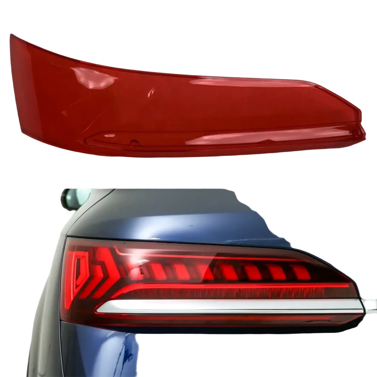 Red translucent plastic tail light shell replacement cover for audi q7 2020-2024 designed for volkswagen vehicles