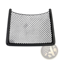 Black mesh Audi seat back organizer with sturdy plastic frame for car trunk storage and organization