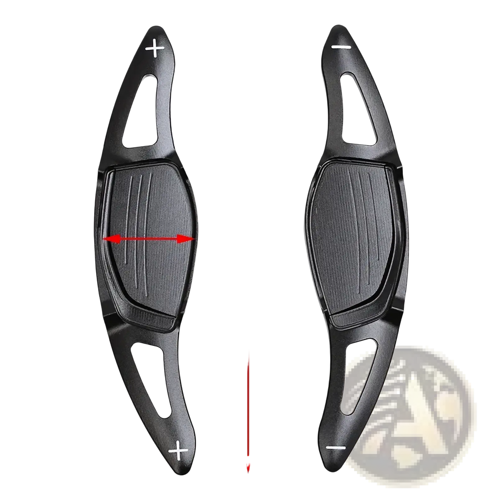 Black matte metal audi steering wheel paddle shifters with textured grips and cutout handles for rs3 rs4 rs5 r8