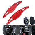 Red aluminum alloy audi steering wheel paddle shifters with ergonomic design and cutout accents for rs3 rs4 rs5 r8
