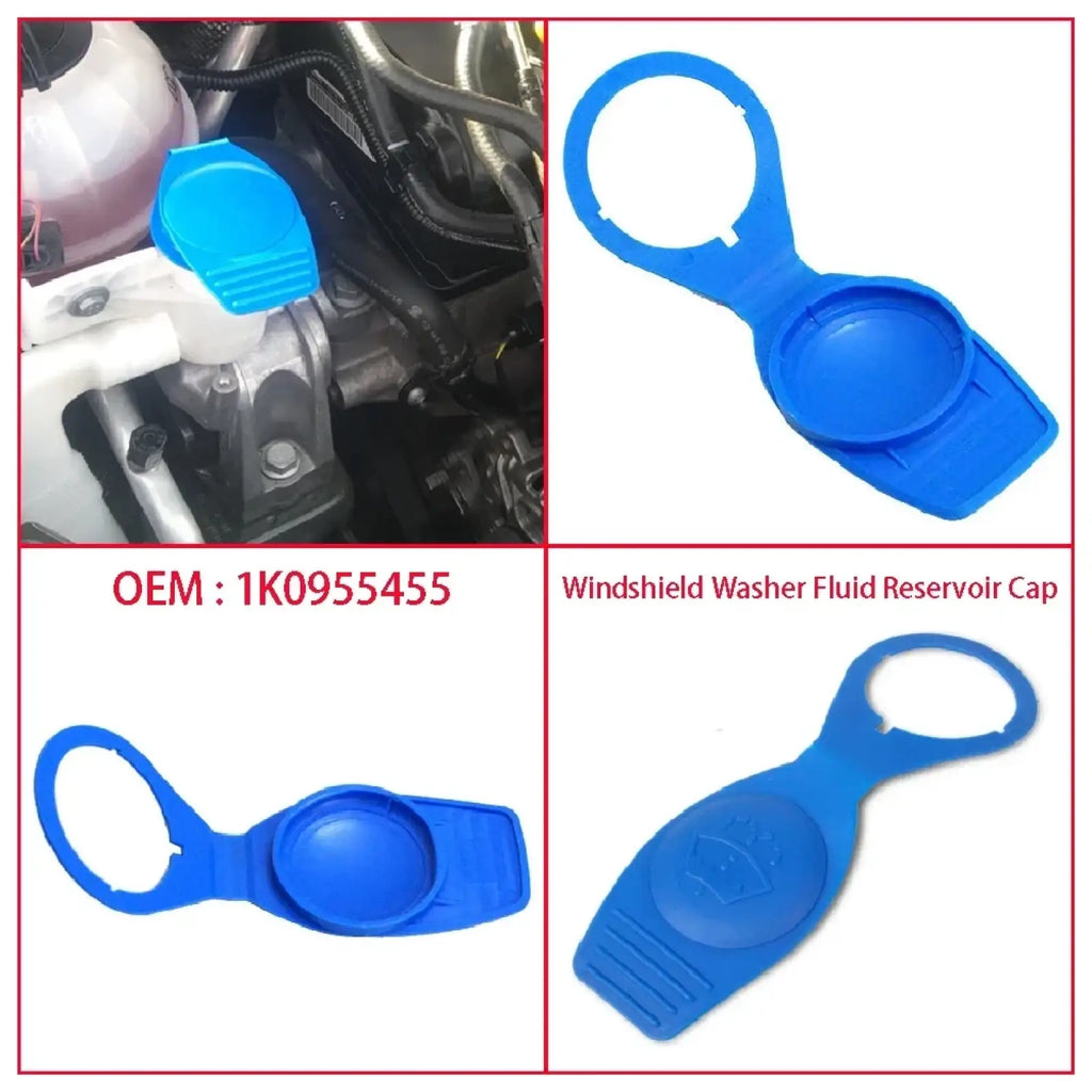Audi windshield washer fluid reservoir cap in blue plastic with loop handle and textured grip for easy use