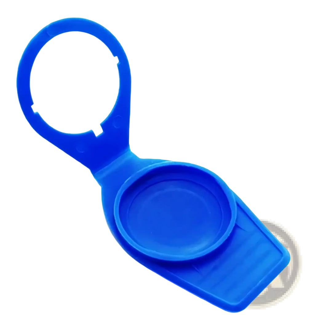 Audi windshield washer fluid reservoir cap 1k0955455 in blue plastic with circular opening and integrated handle